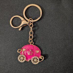 Gold toned Pink Carriage Keychain